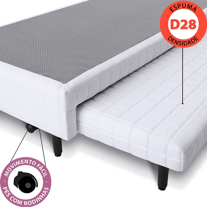Cama Box Casal com Cama Auxiliar + Colchão Molas Ensacadas com Pillow 138x188x55 cm BF Colchões BRANCO 7