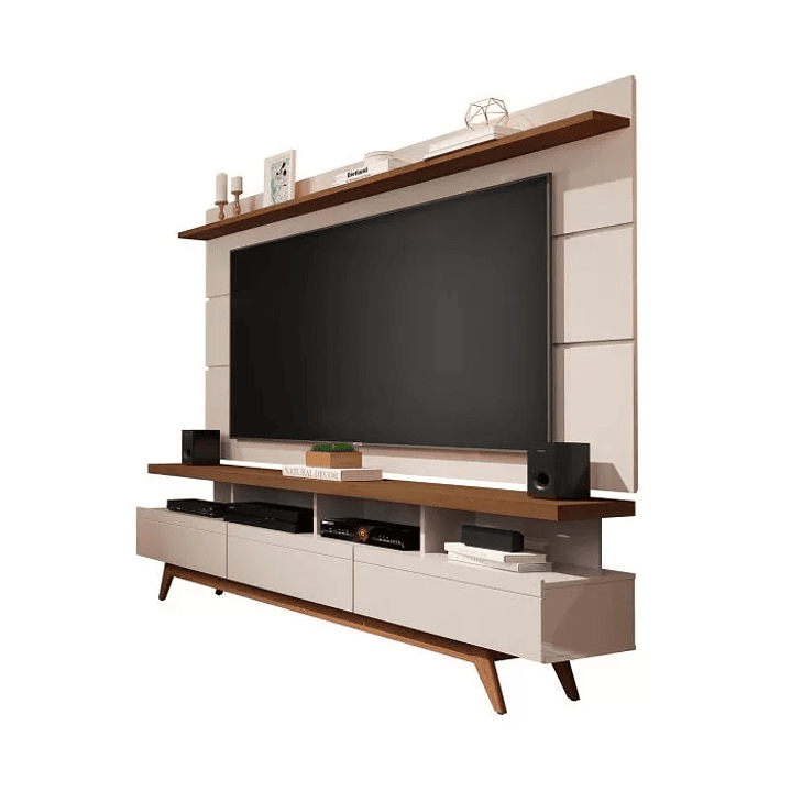 Rack com Painel Vivare Wood 180cm Off White com Nature - Off White 3