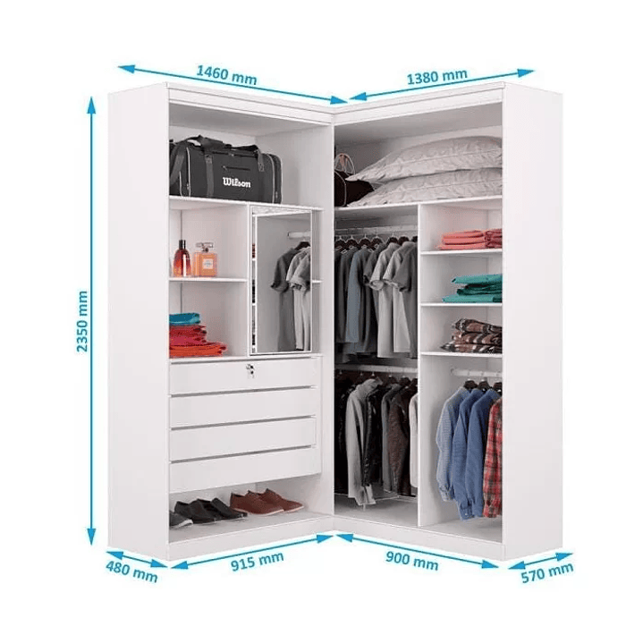 Guarda-Roupa Casal de Canto com Espelho Viena  3