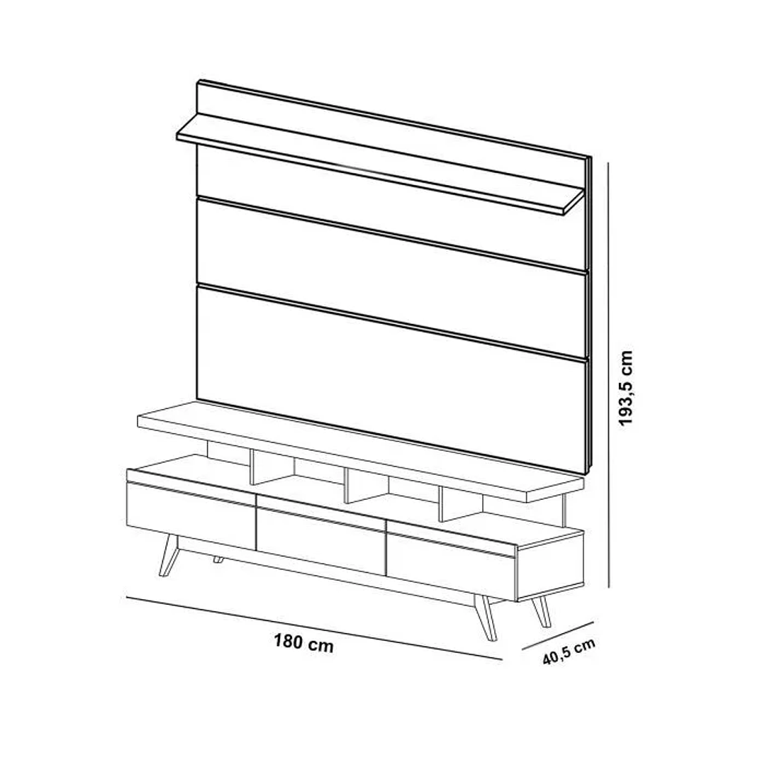Rack com Painel Vivare Wood 180cm Off White com Nature - Off White 9