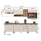Cozinha Modulada Completa Berlim 6 Peças 280cm 12 Portas 2 Gavetas com Tampo Noce/Off-White - Thumbnail 4