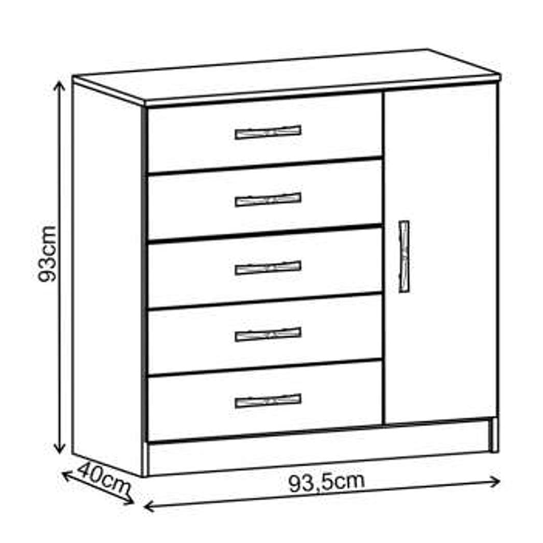 Cômoda Zurique 1PT 5GV 4