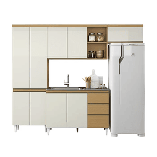 Armário de Cozinha Completa com Balcão 10 Portas 2 Gavetas Sophia Atacama / Off White Atacama / Off White