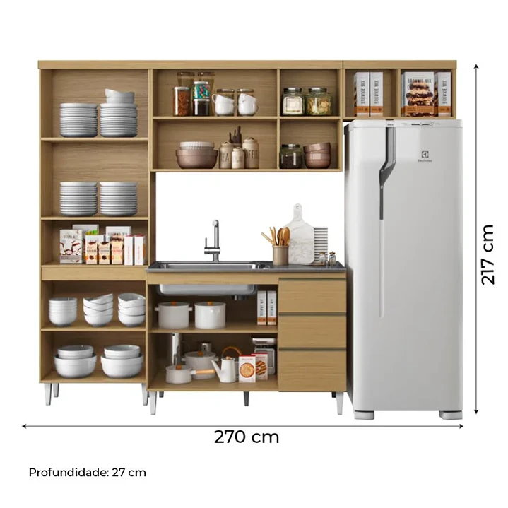 Armário de Cozinha Completa com Balcão 10 Portas 2 Gavetas Sophia Atacama / Off White Atacama / Off White 2