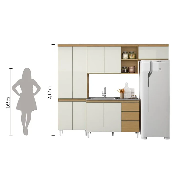 Armário de Cozinha Completa com Balcão 10 Portas 2 Gavetas Sophia Atacama / Off White Atacama / Off White 4