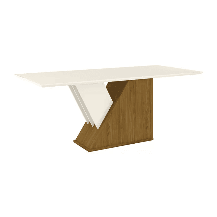 Conjunto Sala de Jantar Mesa Tampo MDF e Vidro 8 Cadeiras Itália Nature/Off White/Bege Claro 5