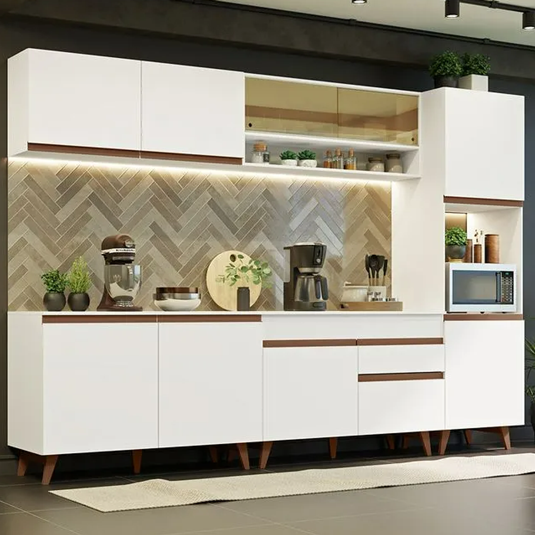 Armário de Cozinha Completa 300cm Branco  1