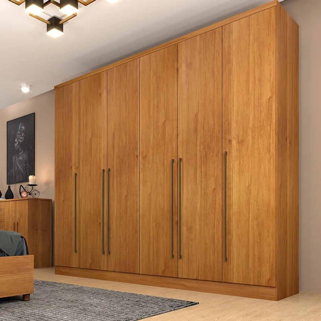 Guarda Roupa Casal 6 Portas 8 Gavetas Portugal Cinamomo/Off-White  2