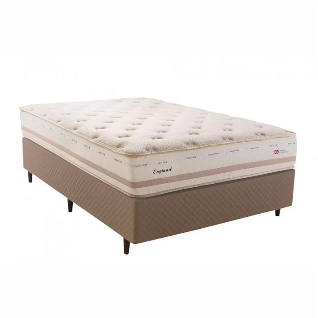 Cama Box Casal Molas 138x188x33cm England Herval Bege 1