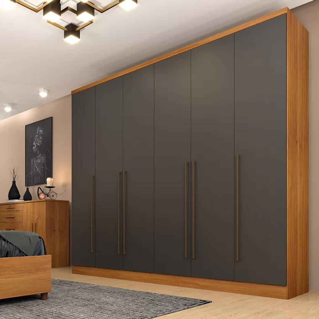 Guarda Roupa Casal 6 Portas 8 Gavetas Portugal Cinamomo/Off-White  3