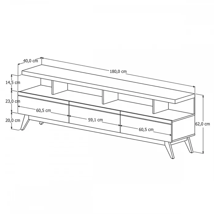 Rack com Painel para Tv até 72 Polegadas Vivare Wood Classic 3 Gavetas Off White/freijó  3