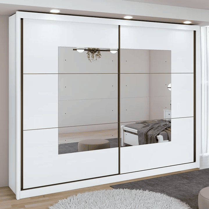 Guarda-Roupa Casal com Espelho 2 Portas de Correr 6 Gavetas Toronto Plus UV 1