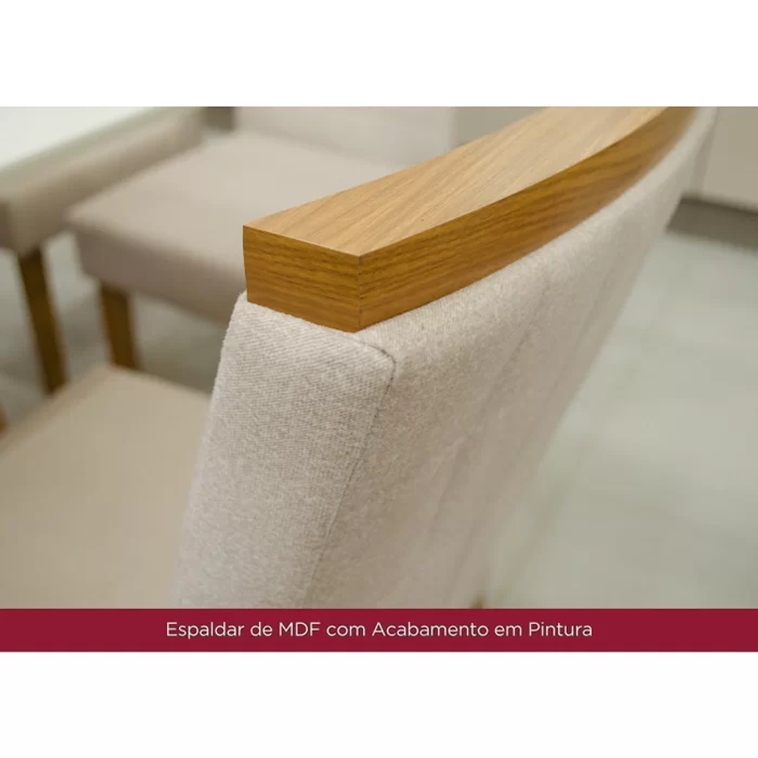 Conjunto Sala de Jantar Mesa Tampo MDF e Vidro 8 Cadeiras Itália Nature/Off White/Bege Claro 10
