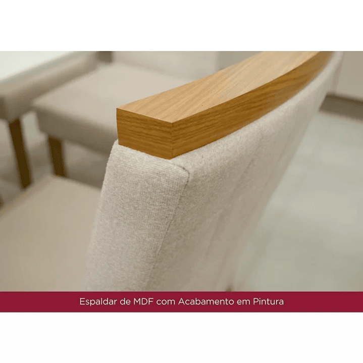 Conjunto Sala de Jantar Mesa Tampo MDF e Vidro 8 Cadeiras Itália Nature/Off White/Bege Claro 10