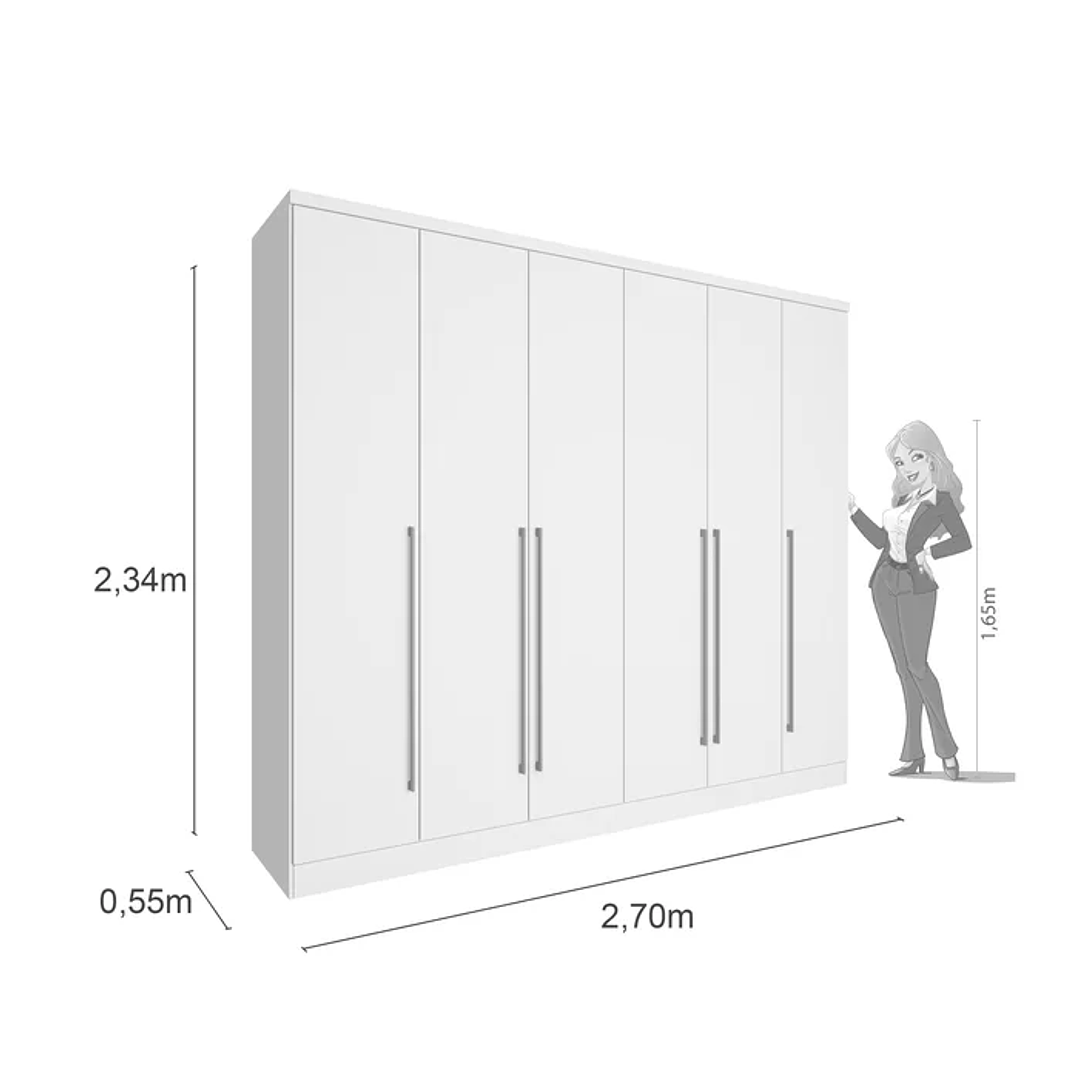 Guarda Roupa Casal 6 Portas 8 Gavetas Portugal Cinamomo/Off-White  7