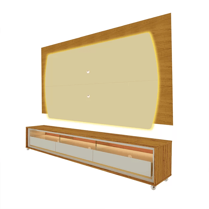 Rack com Painel Para TV até 75 Polegadas com LED Elegance Cinza/Off White 3