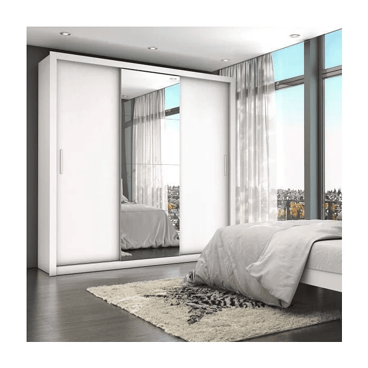 Guarda-Roupa Casal 4 Espelhos 3 Portas de Correr 4 Gavetas Plus  2