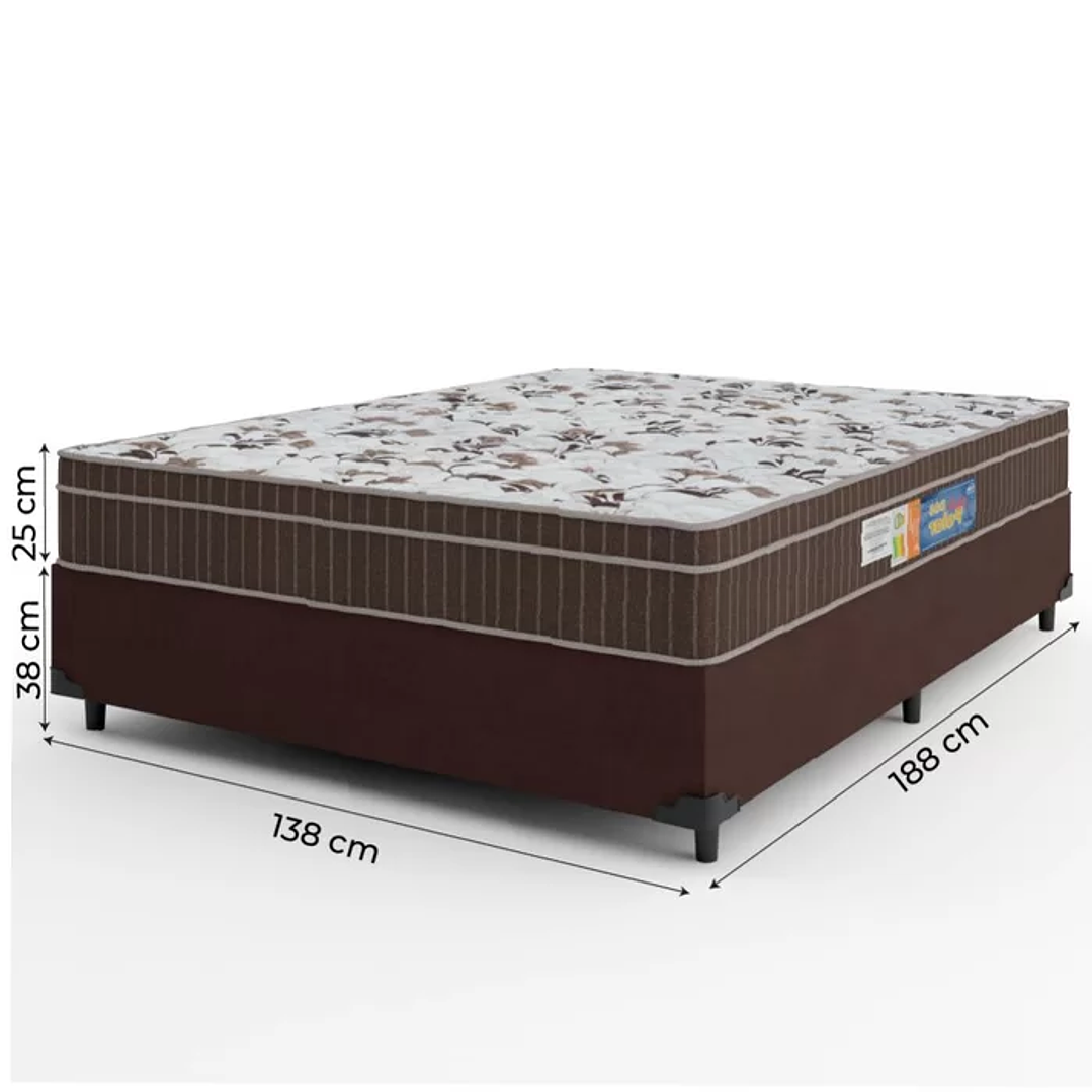 Cama Box Casal Colchão Espuma Orthoface Polar 138x188x25cm Marrom - Suporta Até 120kg Por Pessoa 4