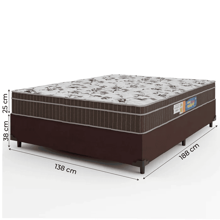 Cama Box Casal Colchão Espuma Orthoface Polar 138x188x25cm Marrom - Suporta Até 120kg Por Pessoa 4