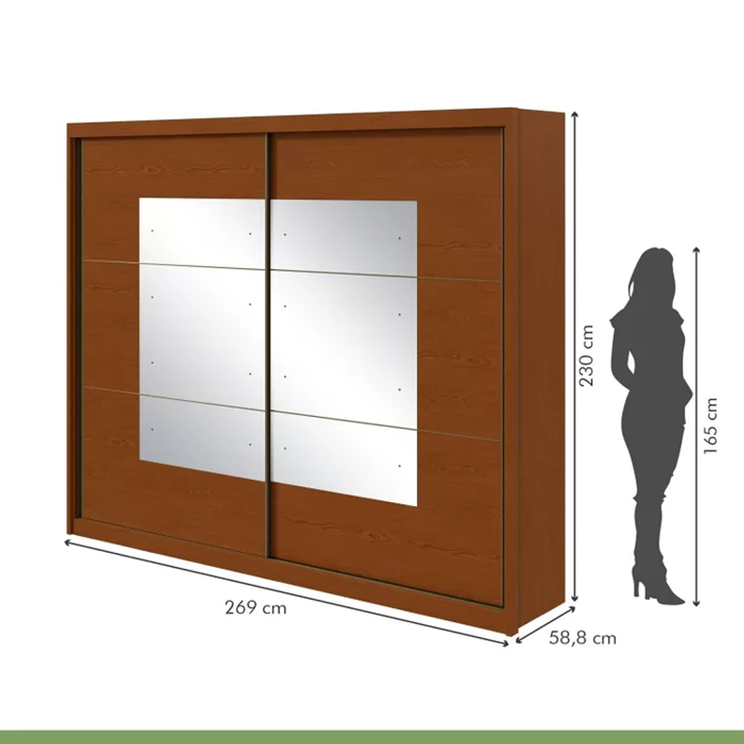 Guarda-Roupa Casal com Espelho 2 Portas de Correr 6 Gavetas Toronto Plus UV 6