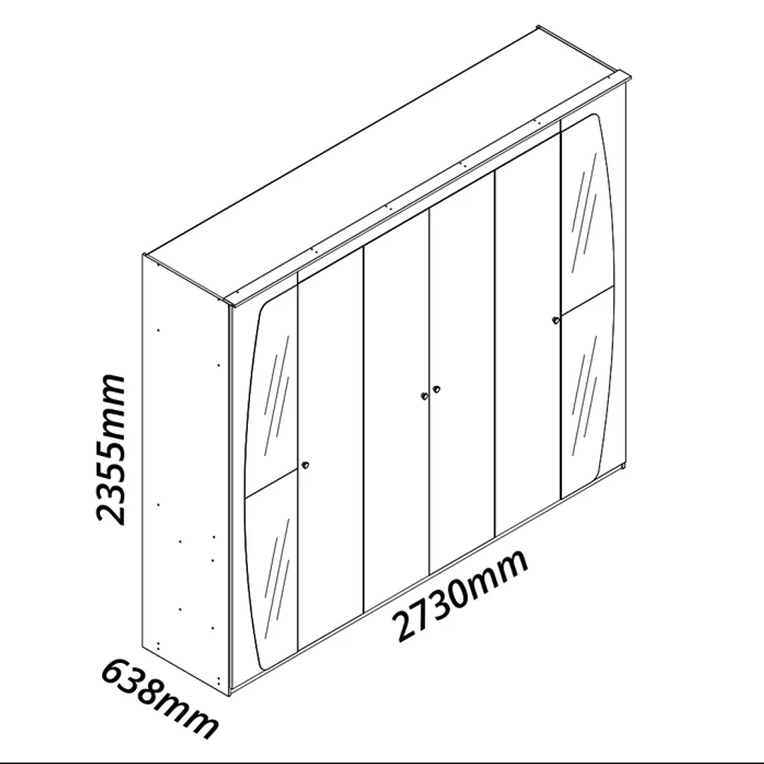 Guarda Roupa Casal com Efeito Ripado, Espelho e LED 6 Portas 6 Gavetas Inovação Cinza/Off White Ripado 4