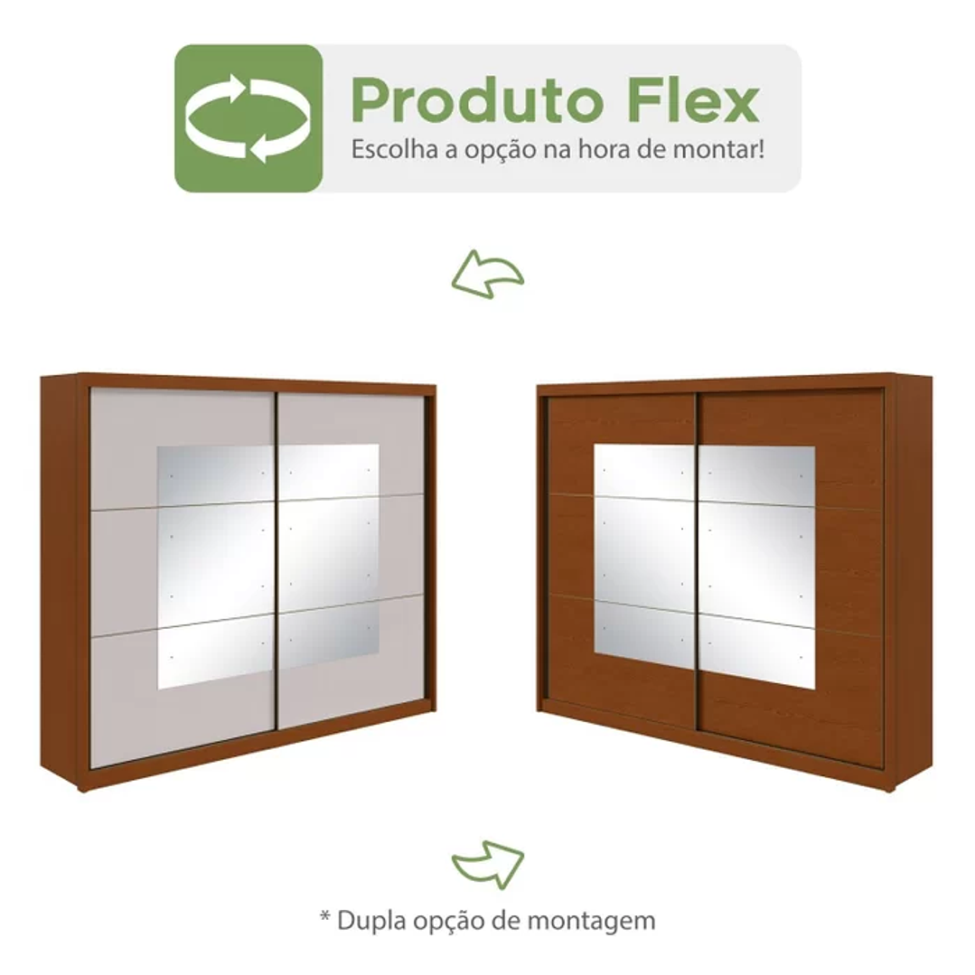 Guarda-Roupa Casal com Espelho 2 Portas de Correr 6 Gavetas Toronto Plus UV 8