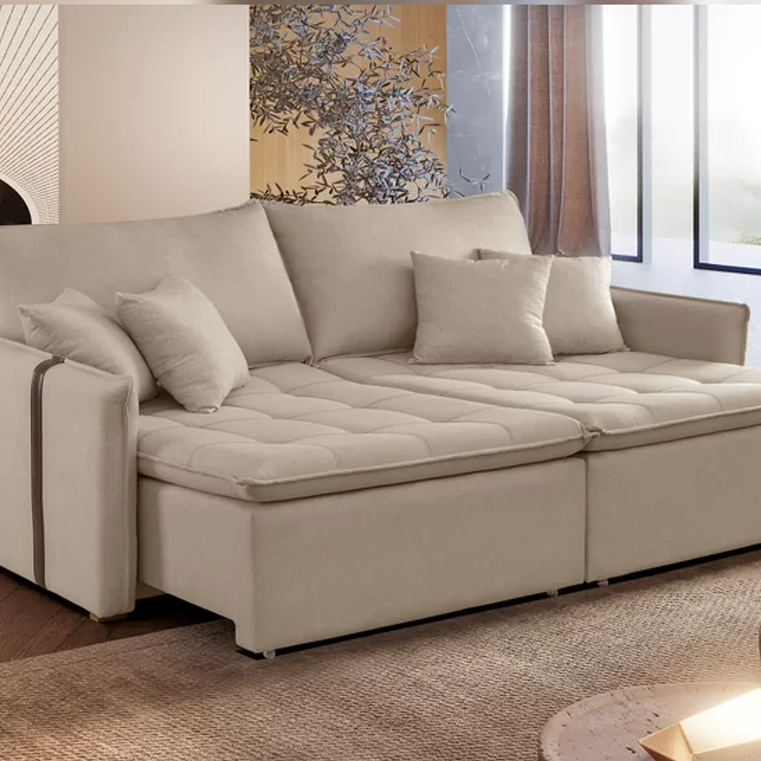 Sofá Cama 200cm em Madeira Eucalipto Detroid 1