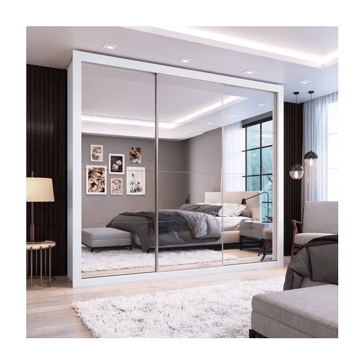 Guarda-Roupa Casal com Espelho 3 Portas de Correr Flórida  1