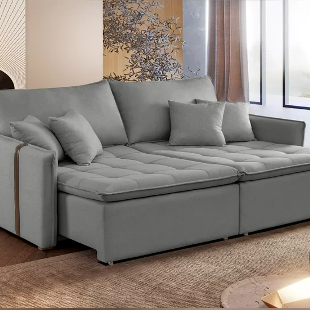 Sofá Cama 200cm em Madeira Eucalipto Detroid 4