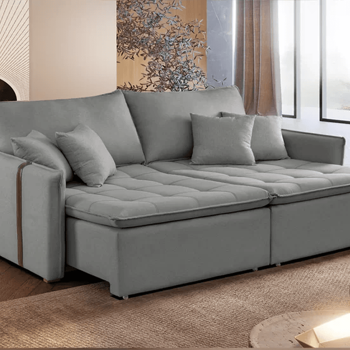 Sofá Cama 200cm em Madeira Eucalipto Detroid 4