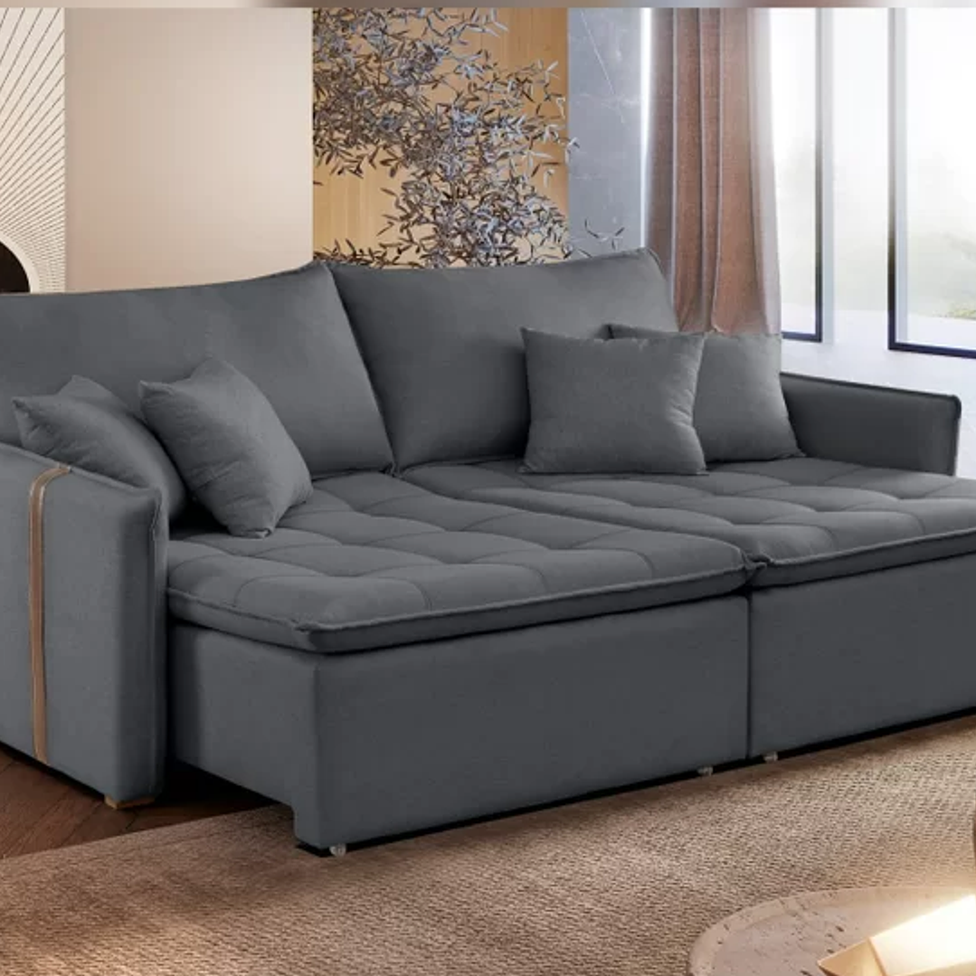 Sofá Cama 200cm em Madeira Eucalipto Detroid 5