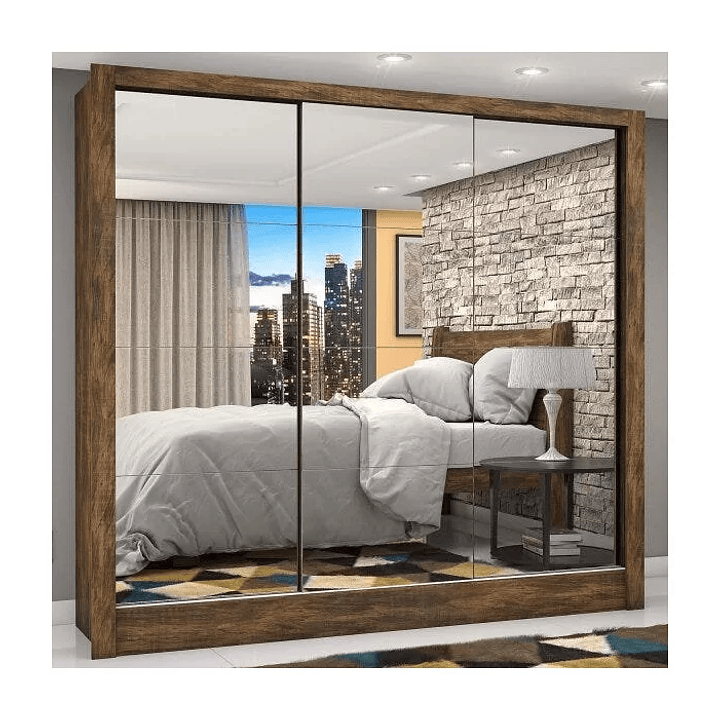 Guarda-Roupa Casal com Espelho 3 Portas de Correr Flórida  3