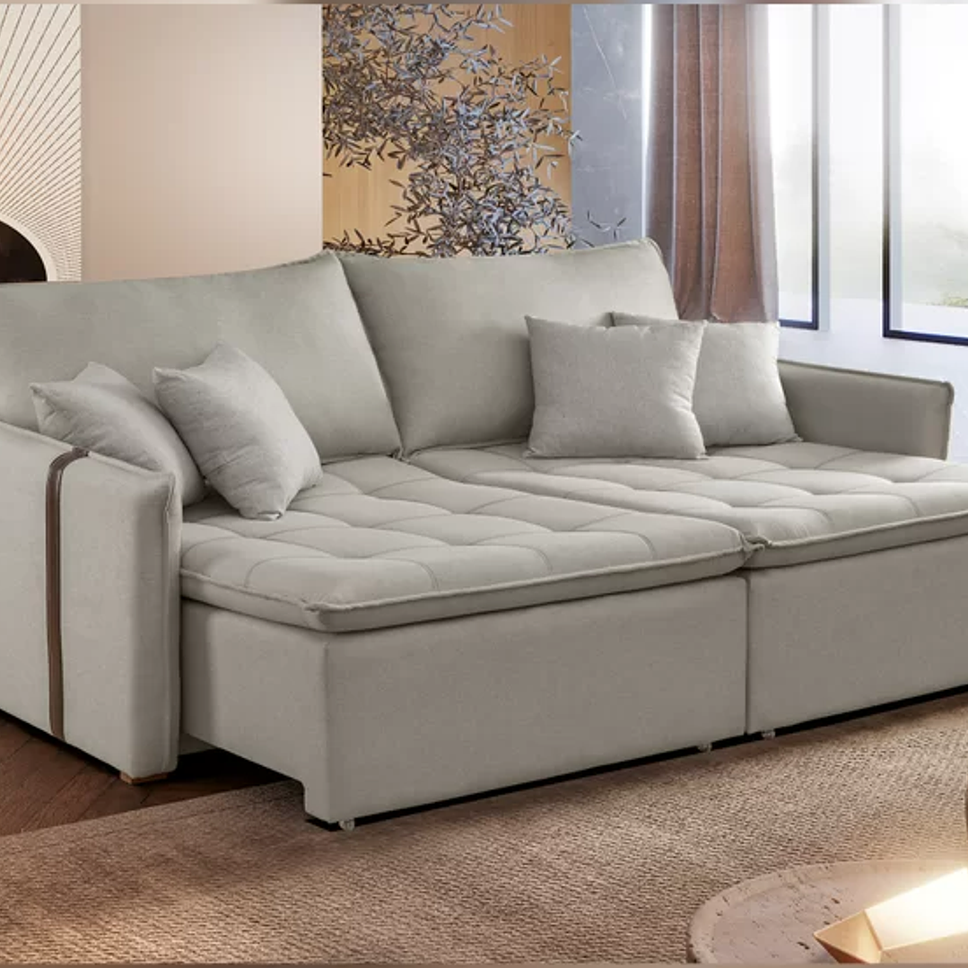 Sofá Cama 200cm em Madeira Eucalipto Detroid 6