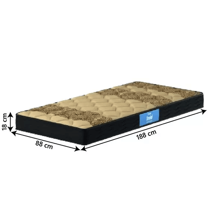 Colchão Solteiro Espuma D33 Pro-Intense 88x188x18cm Marrom / Bege Probel - Suporta até 120kg por Pessoa 2