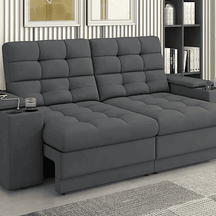 Sofá Confort Premium 1,70m Assento Retrátil/reclinável Porta Copos e Usb Suede 