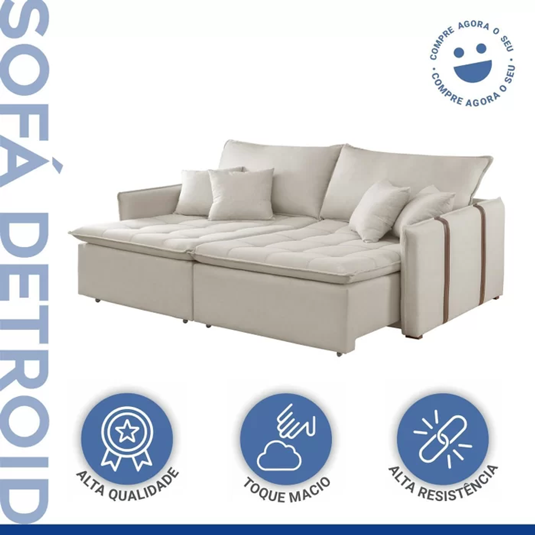 Sofá Cama 200cm em Madeira Eucalipto Detroid 8