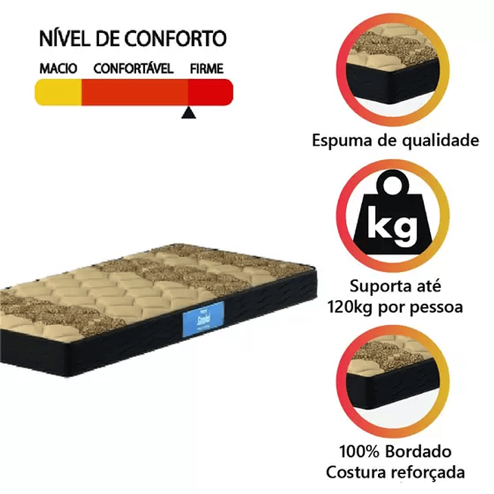 Colchão Solteiro Espuma D33 Pro-Intense 88x188x18cm Marrom / Bege Probel - Suporta até 120kg por Pessoa 3