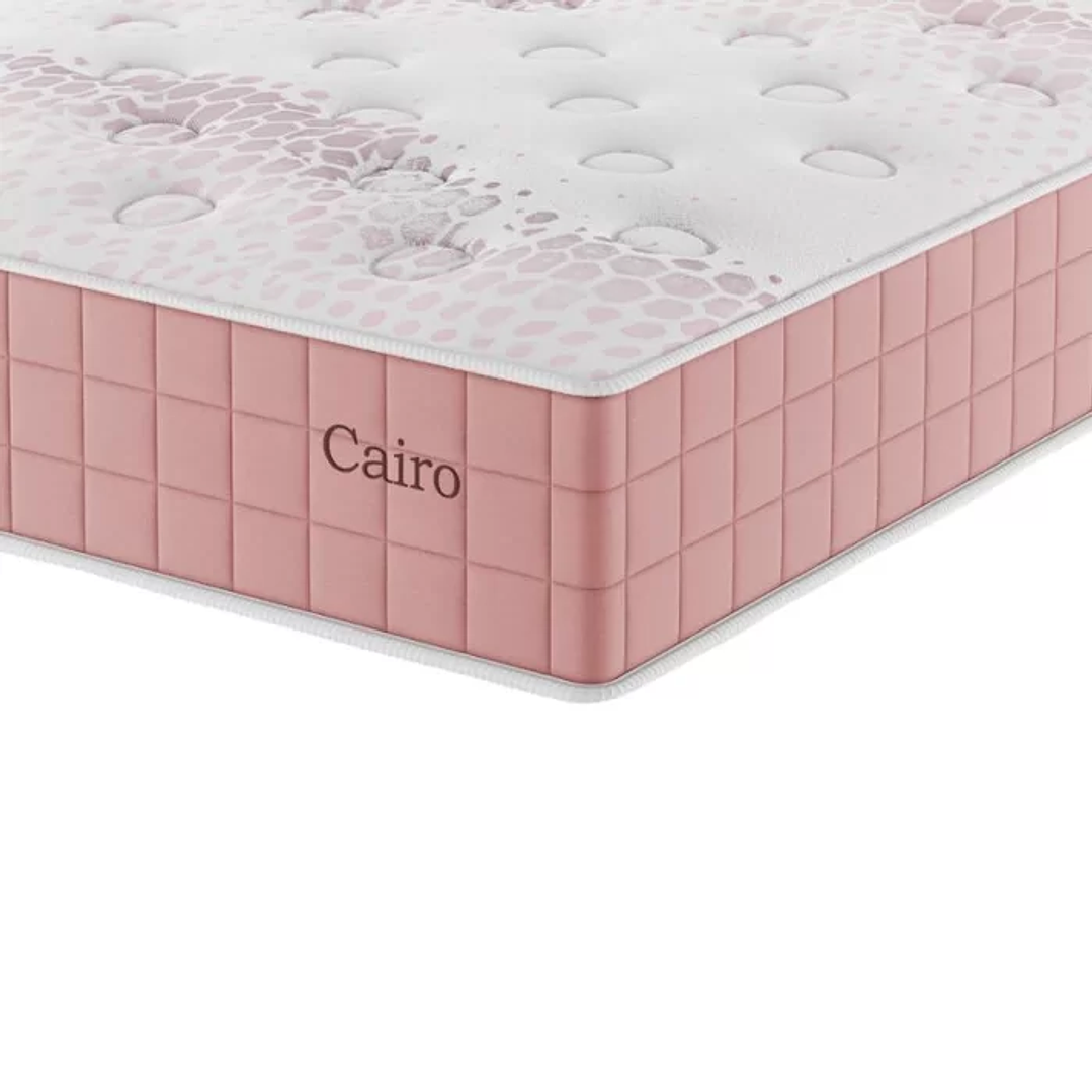 Conjunto Cama Box Casal Cairo Com Molas Ensacadas 138cmx188cmx67cm Rose 3