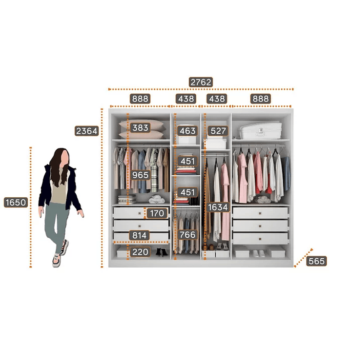 Guarda Roupa 6 Portas 6 Gavetas Reno Cumaru Fendi 6