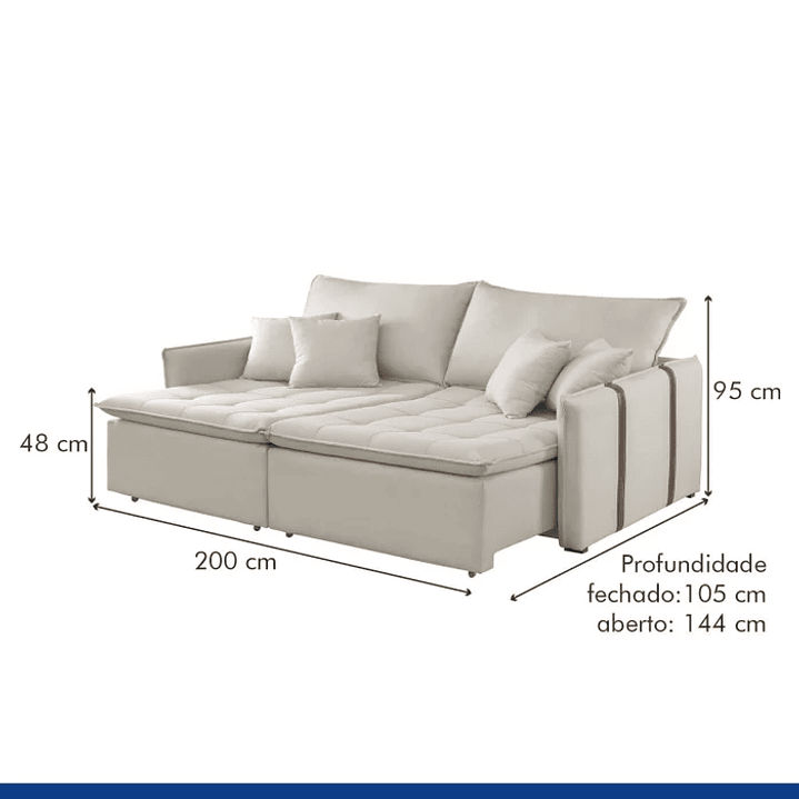 Sofá Cama 200cm em Madeira Eucalipto Detroid 9