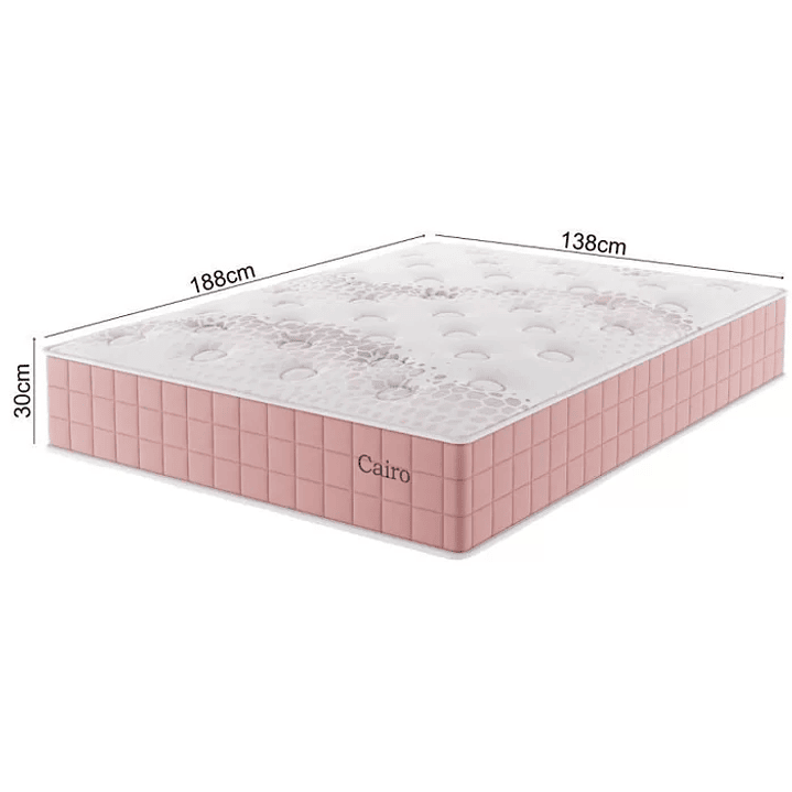 Conjunto Cama Box Casal Cairo Com Molas Ensacadas 138cmx188cmx67cm Rose 4