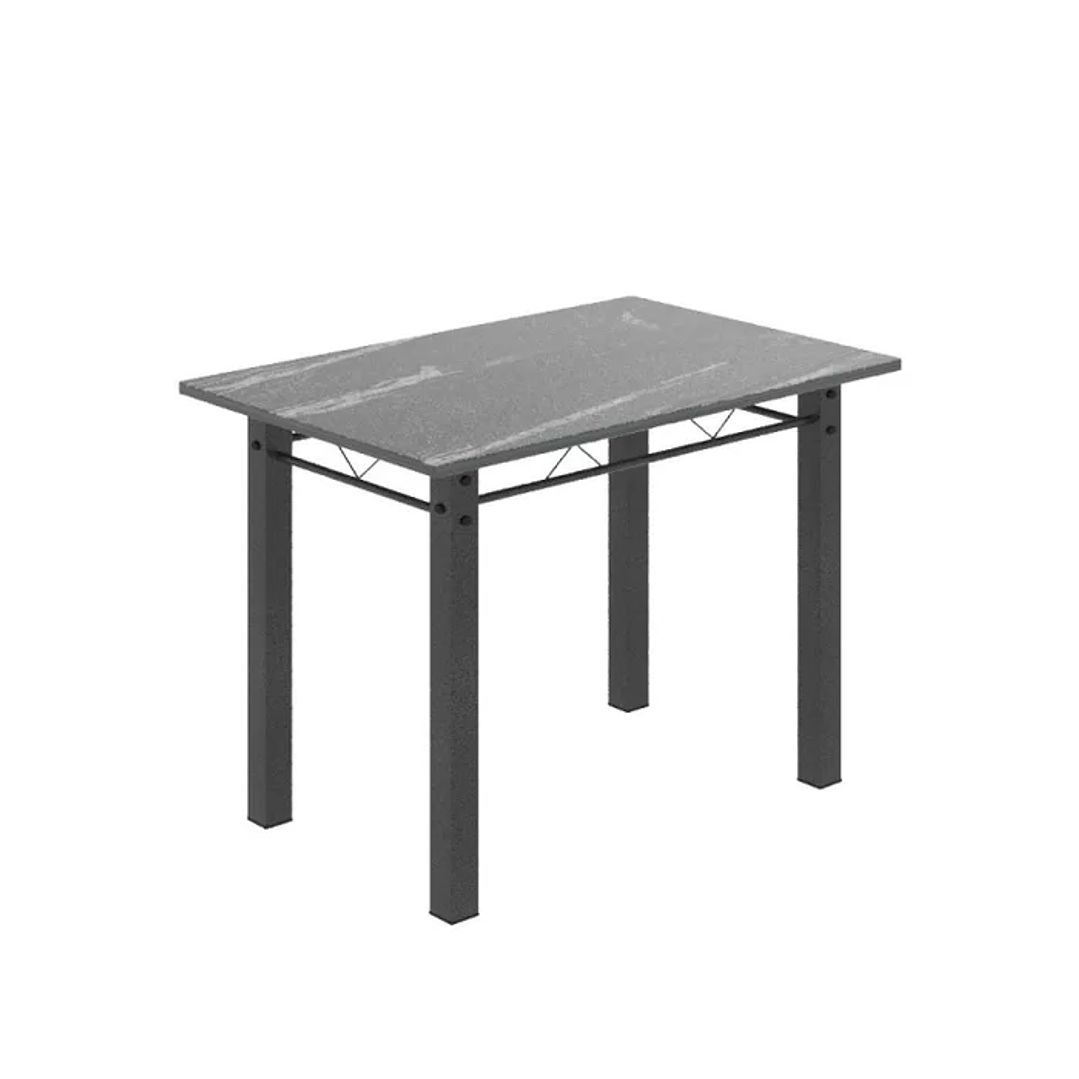 Conjunto Mesa com 4 Cadeiras Tampo de Granito Preto Floral/Martelado Prata 6