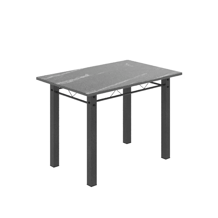 Conjunto Mesa com 4 Cadeiras Tampo de Granito Preto Floral/Martelado Prata 6