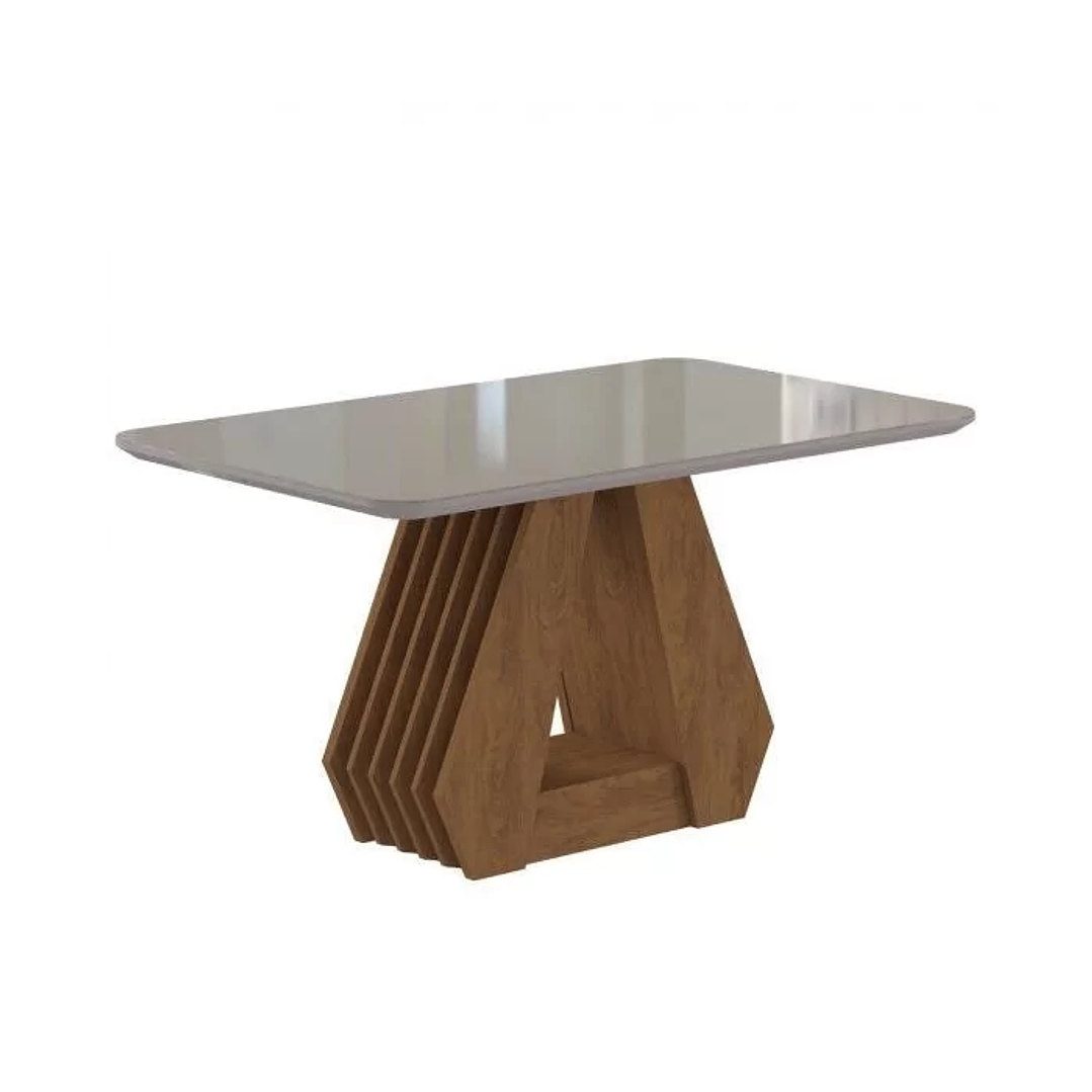 Conjunto Sala de Jantar Mesa Ágata 130cm e 4 Cadeiras Nicole Savana/Off White/Pluma 2