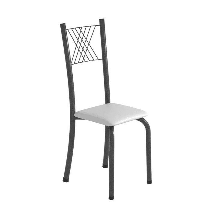 Conjunto Mesa com 4 Cadeiras Tampo de Granito Preto Floral/Martelado Prata 7