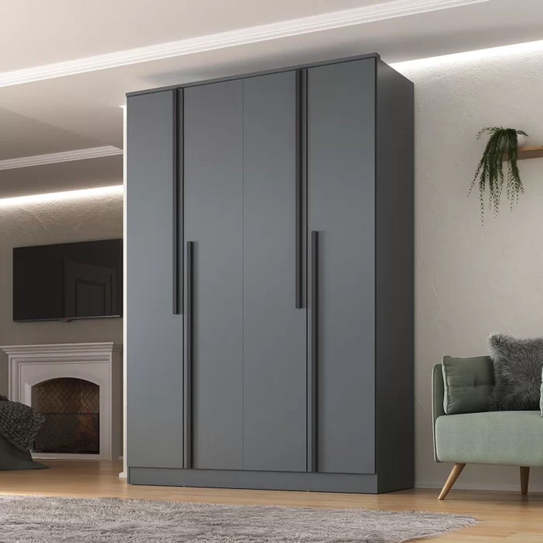 Guarda Roupa Solteiro 4 Portas 2 Gavetas  1