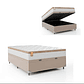 Cama Box Baú Casal Colchão Molas Ensacadas Real 138x188x68cm Branco / Bege - Suporta até 130Kg Por Pessoa - Thumbnail 2