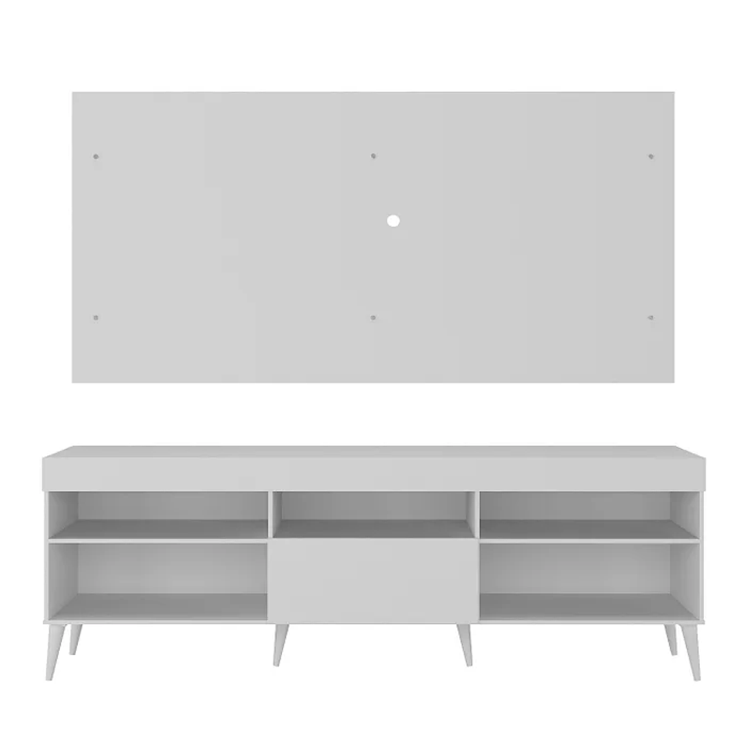 Rack com Painel para TV até 55 Polegadas 1 Porta 5 Nichos Retrô Preto 9
