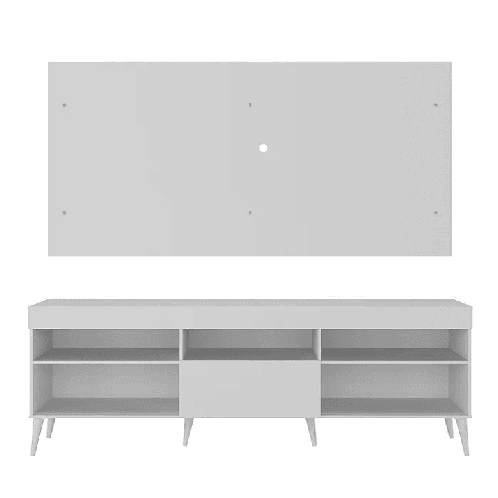Rack com Painel para TV até 55 Polegadas 1 Porta 5 Nichos Retrô Preto 9