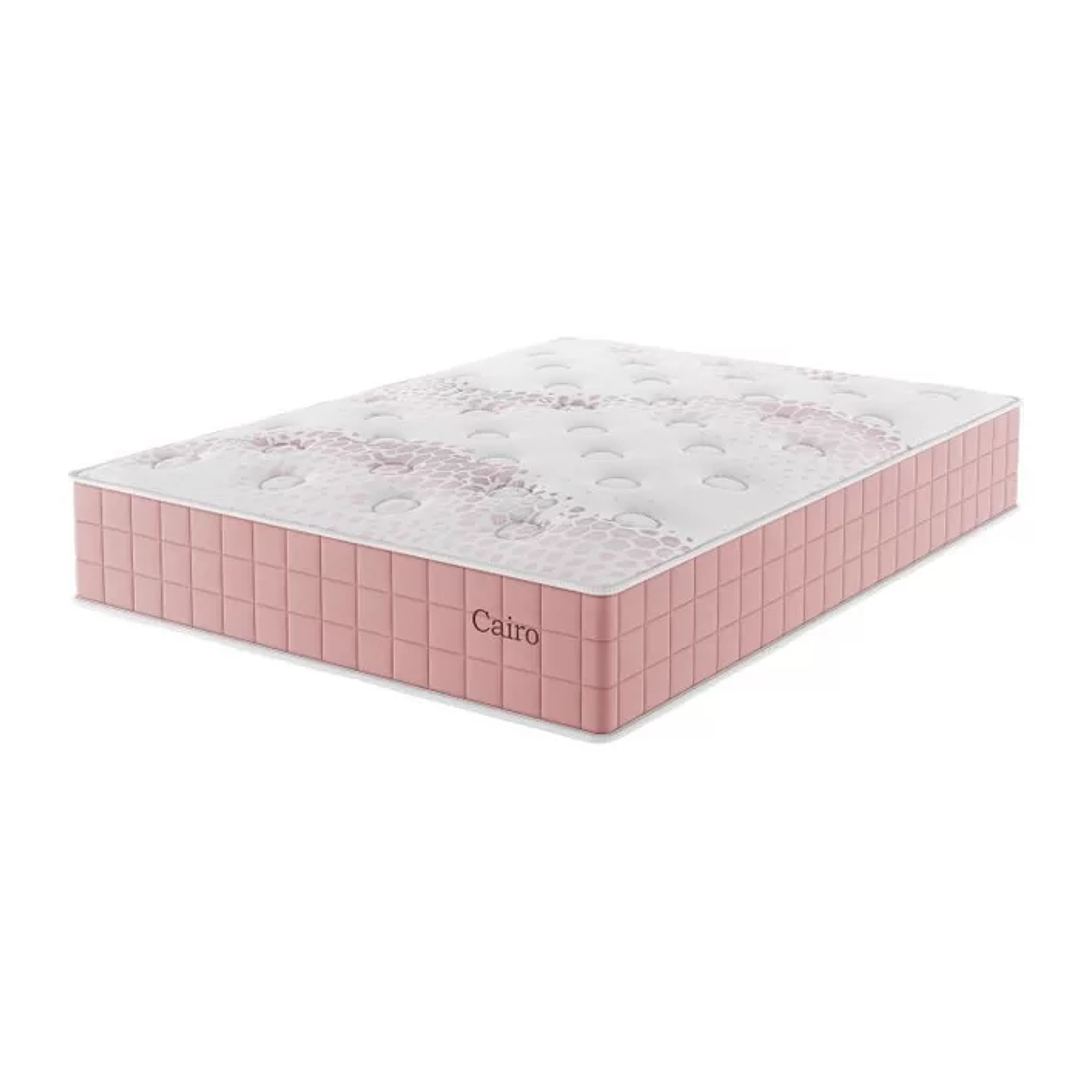 Conjunto Cama Box Casal Cairo Com Molas Ensacadas 138cmx188cmx67cm Rose 7